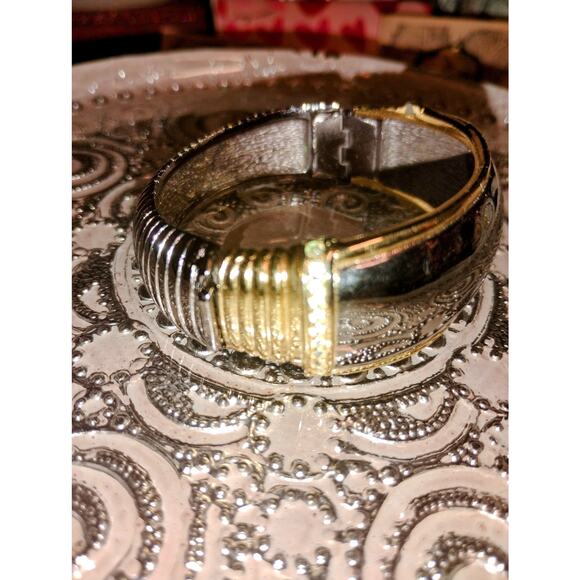 Vintage Christian Dior Gold & Silver Rhinestone Cuff - Picture 3 of 8